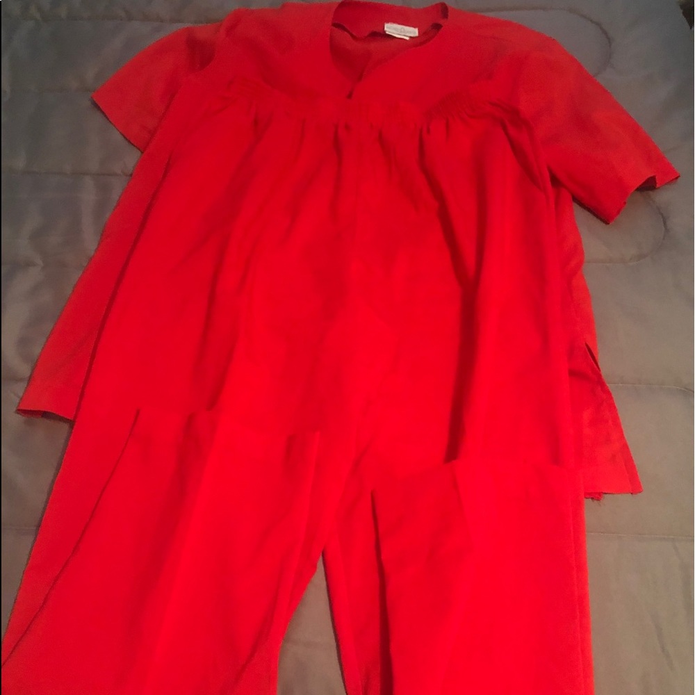 Red Short sleeve pant suit
